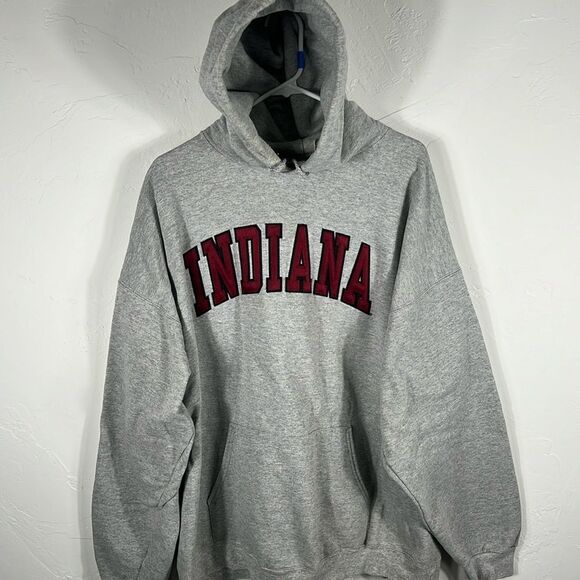 ππ Vintage INDIANA HOOSIERS College Embroidered Heavy HOODIE Sweatshirt Sz XL - Picture 2 of 10